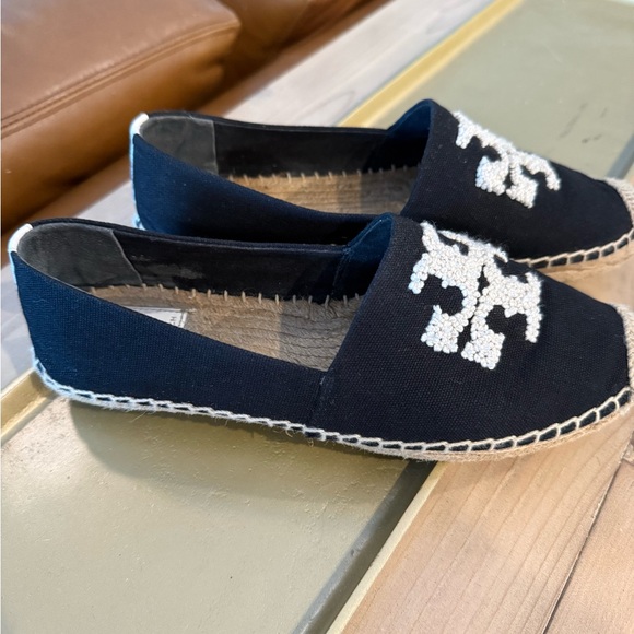 Tory Burch GUC Black Canvas Espadrille Women’s 8.5 - Picture 2 of 7